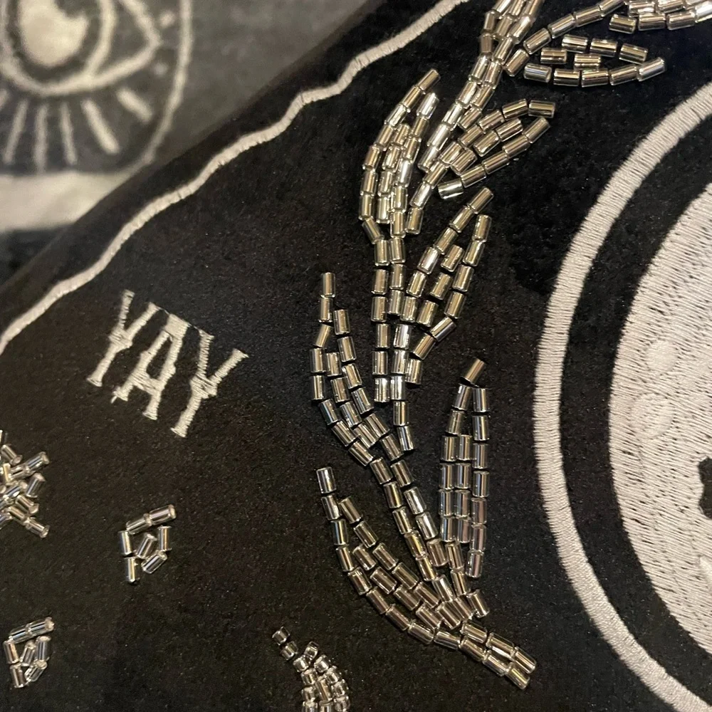 CYNTHIA ROWLEY NWT Beaded Ouija Skull Moth Ghost Decorative Throw Accent Pillow
